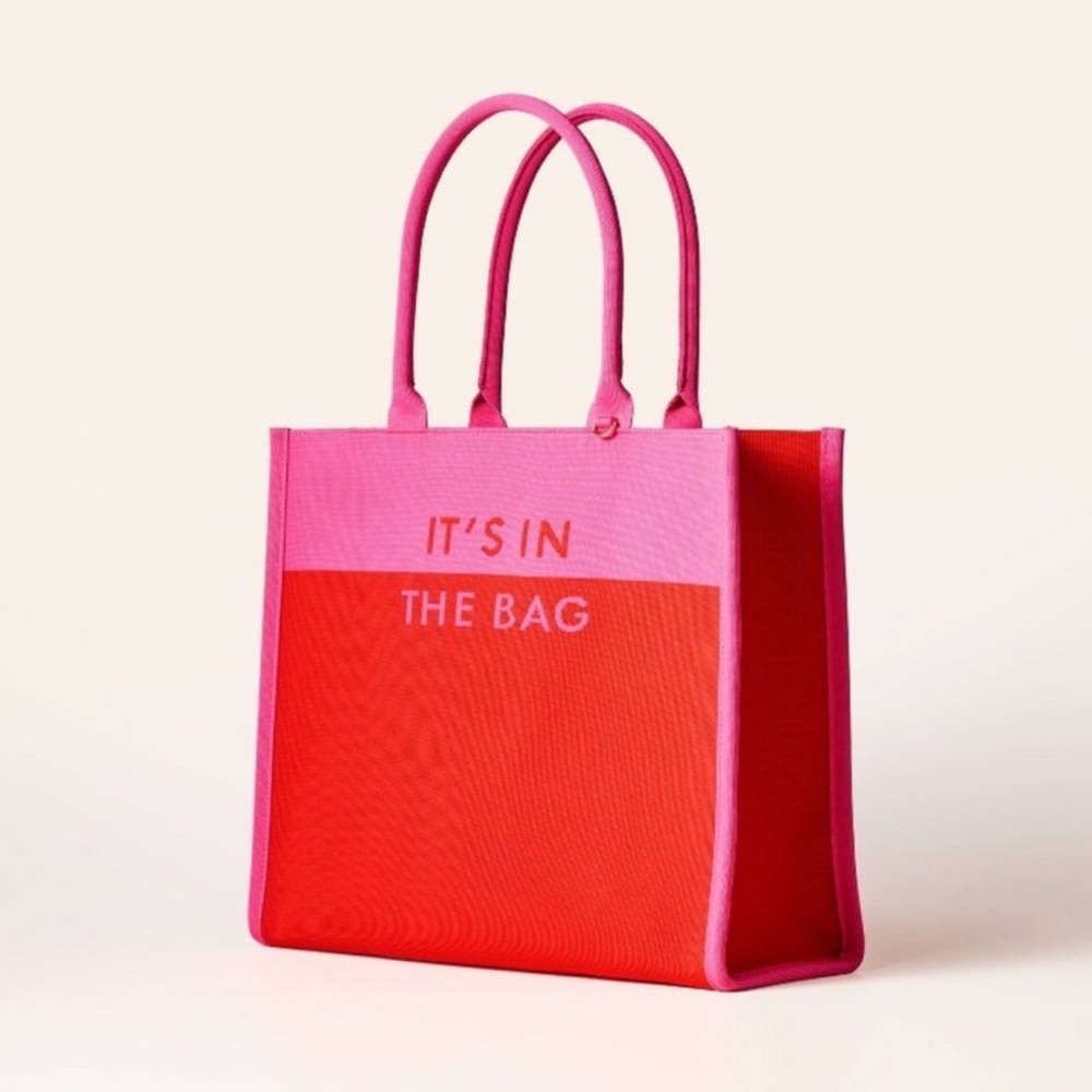 Kate Spade x Target Colorblock Pink Red Large Knit Tote Bag - Picture 4 of 10